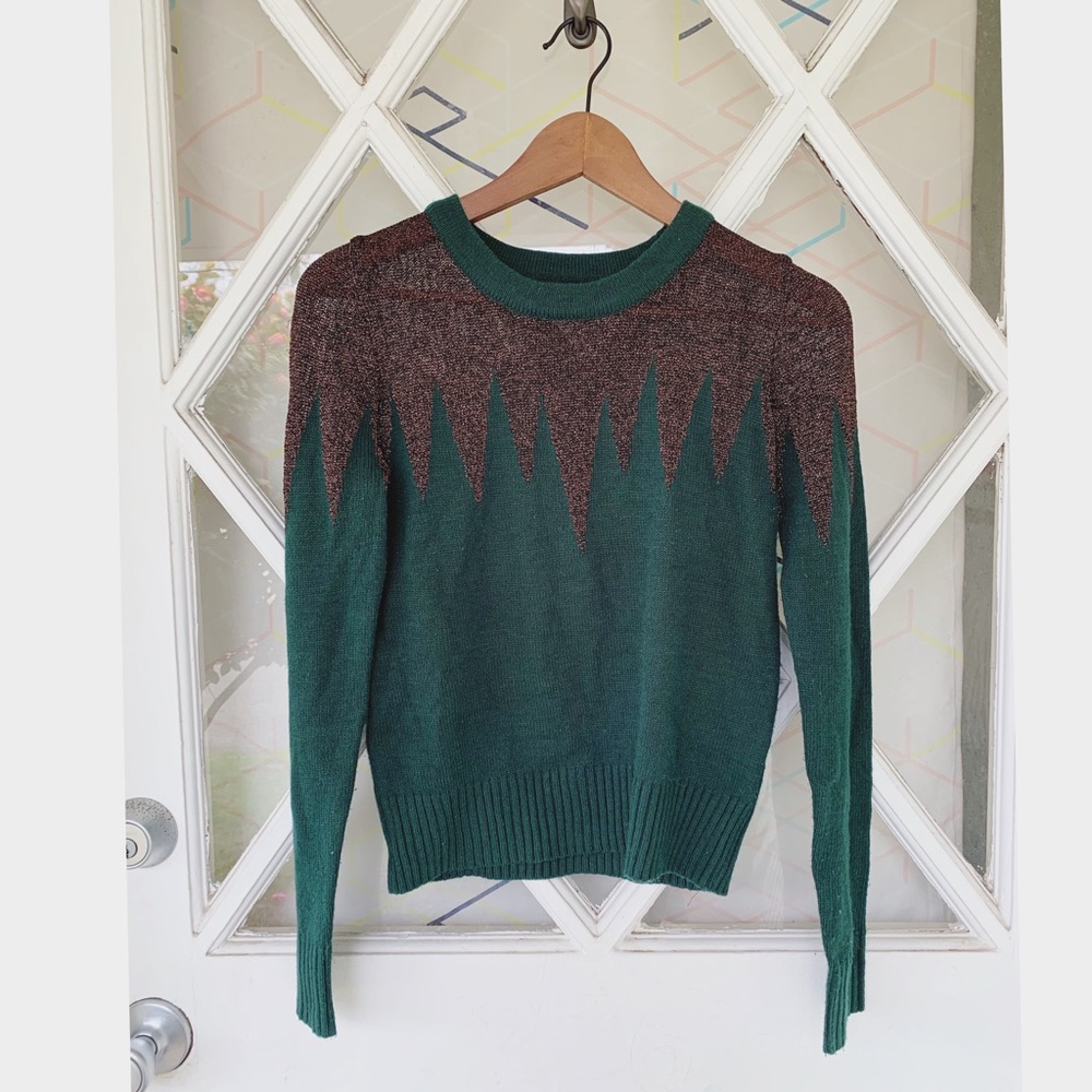 Green and Metallic sweater